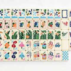 160Pcs American Mahjong Tiles Single Layer Acrylic Sea Breeze Pattern Set