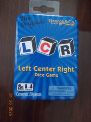 New Sealed LCR Left Center Right Dice Game in Tin