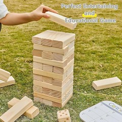 Giant Tumbling Tower Game – 57 Pcs Wooden Block Set, 4.2FT High Fun for All Ages