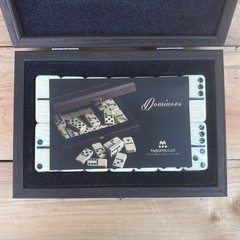 Luxury Manopoulos Dominoes Set W/Wood Case Handmade in Greece (SEALED NEW)