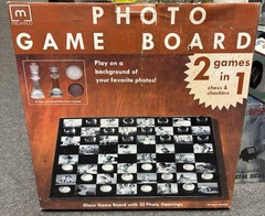 Melannco 2 Games in 1 Photo Game Board Chess & Checkers Glass Board Game
