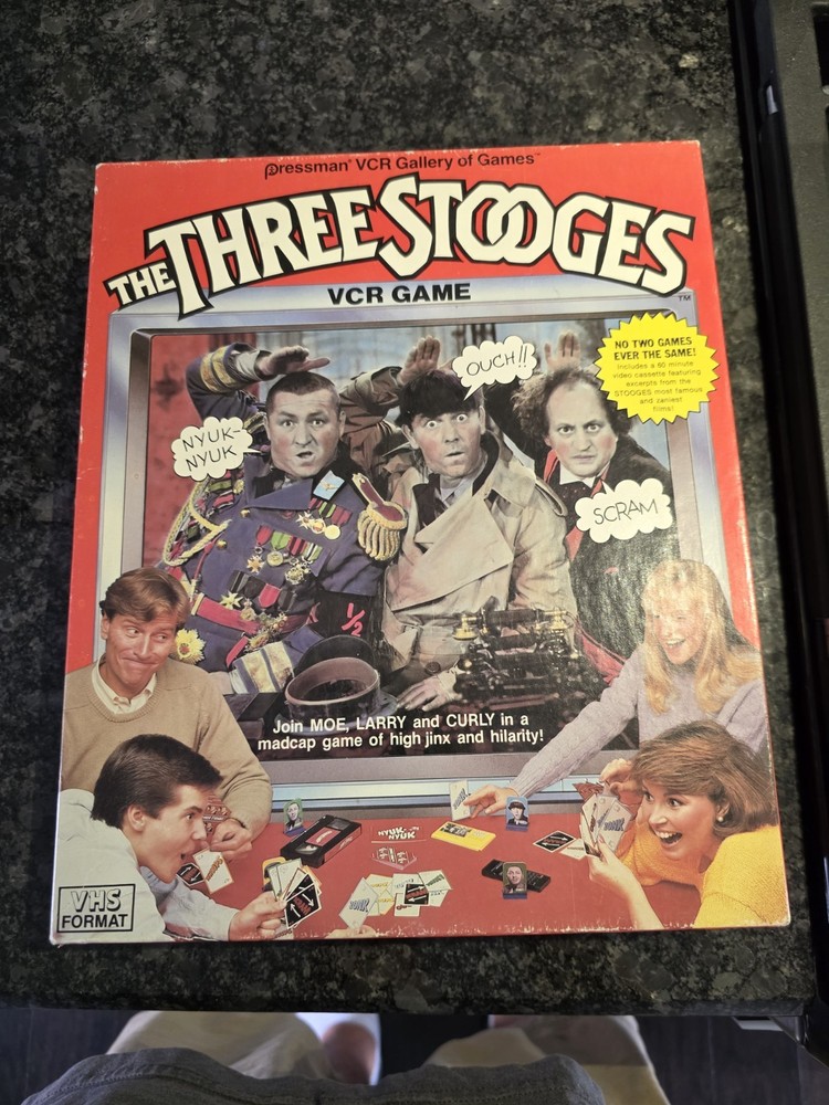 1986 “The Three Stooges” VCR Game Pressman Edition 100% Complete EUC