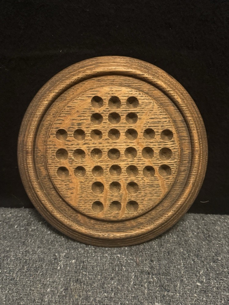Wooden Solitaire Circular Game Board Strategy Board Game – BOARD ONLY