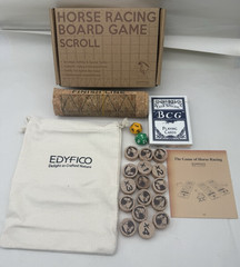 Horse Race Board Game, Portable Horse Racing Game w/Rollable Cork Mat, 12 Horses