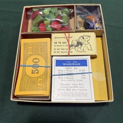 Parker Brothers Monopoly 1951 Board Game Complete with Box Money Cards-NO BOARD