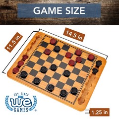 WE Games Traditional Red & Black Checkers Set, Solid Wood Board with Grooves