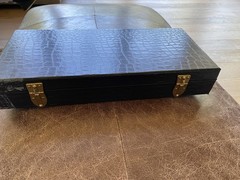 Vintage American MahJongg Set Embossed Wood Tiles And Faux Alligator Case