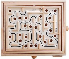 Wood Labyrinth Table Maze/Balance Board Table Maze Solitaire Game for Kids and A