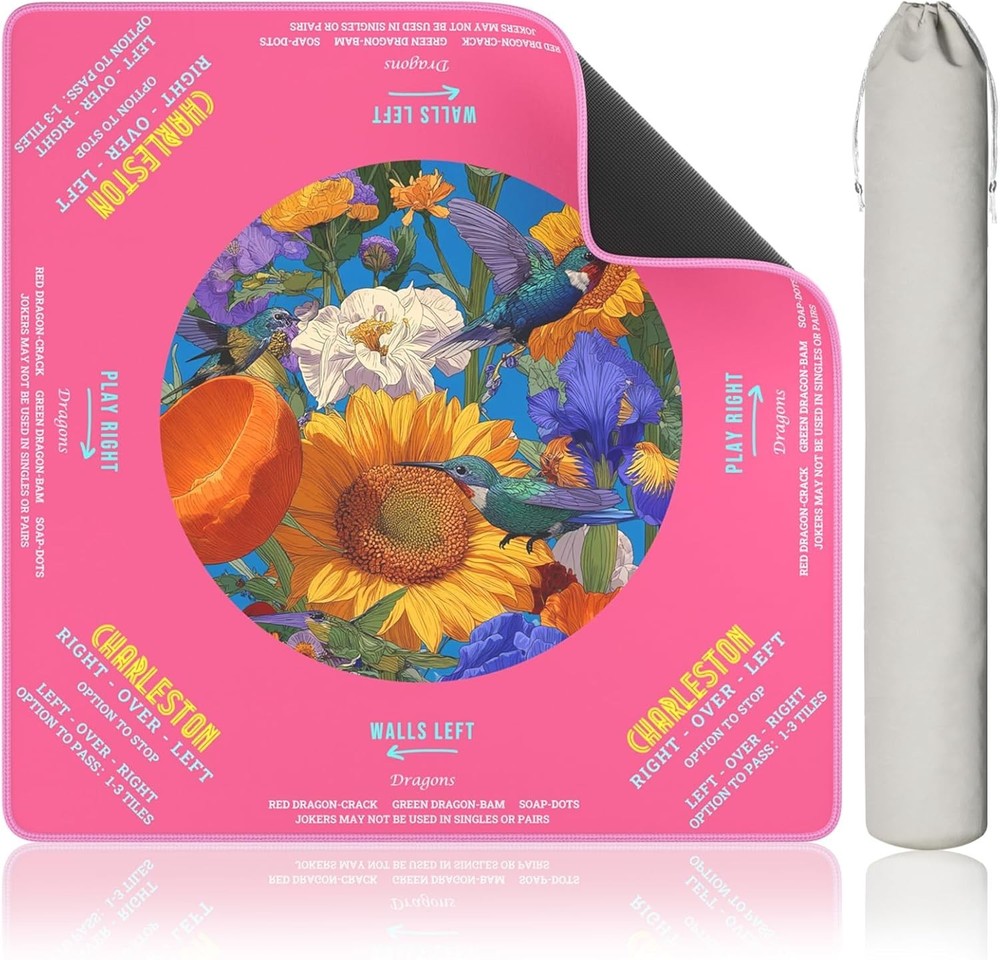 Mat for Table, 31.5 x 31.5 Inch Non-Slip , Floral and Hummingbird Design Table