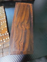 VTG Wood Hand Made Ironwood Dominos Set of 28 Tiles Rustic Log Case Complete