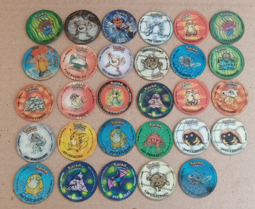 rare vintage Pogs 90’s lot 29 TAZOS POKEMON 3d Lenticular Pepsico Argentina