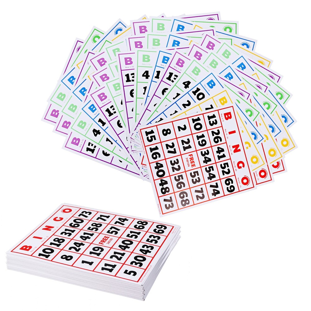 50-Pack EZ Reader Jumbo Bingo Cards for Bingo Game/Large Multicolor Bingo Sheets