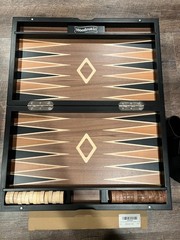 Woodronics 15″ Backgammon Set Complete Walnut Mahogany Case