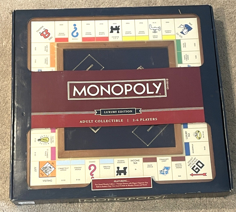 NEW Monopoly Luxury Edition Large Deluxe Wooden Board Game