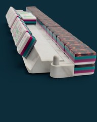 American Mahjong Rack Set of 4 White Marble Acrylic 18.5 Inch with Pushers