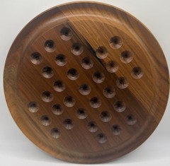 Deluxe Wooden Solitaire Game – 8″ Vintage Board w/ 34 Modern Glass Marbles