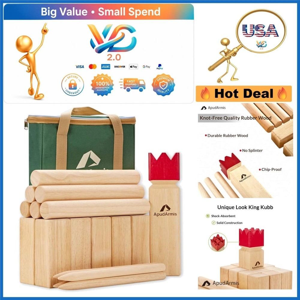 Kubb Yard Game Set with Carrying Bag – Outdoor Lawn Family Game for Teen & Adult