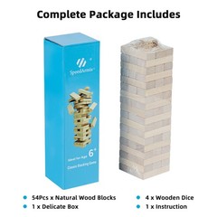 Mini Tumble Tower, 54PCS Wooden Stacking Game for Teens – Pine Stack Timber B…