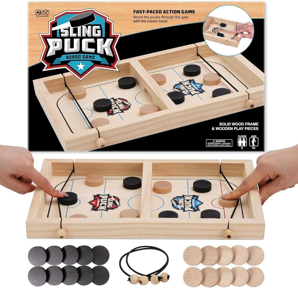 Fast Sling Puck Game – Super Winner Slingshot Board – It Shot 2 Player Hockey
