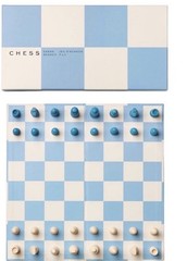 2021 Printworks Play Chess Blue & Ecru Cream Chess Set New Sealed In Damaged Box