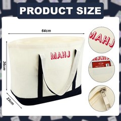 Sunnymove 3 Pcs Empty Mahjong Canvas Bag Gift Embroidered American Mahjong Set