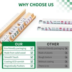 Wooden Mahjong Racks with Pushers, Set of 4, Solid Wood Tile Racks with Push …