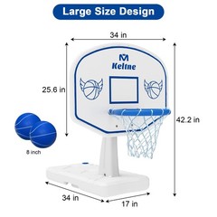 LED Pool Basketball Hoop 34 x34 x42.2 Solar Lights 2 Balls Pump Dahivs Poolside