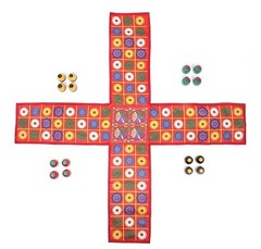 Handmade Chopat Red Pachisi Indian Ludo Chausar Game for 12 months and up