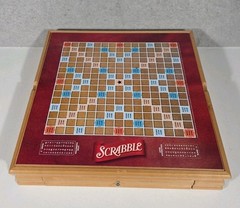 Monopoly Scrabble +4 Classic Games Solid Wood Cabinet Some Parts Sealed Unused
