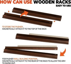 American Walnut Wood Mahjong Racks with Pushers, 4Pcs Mahjong Racks Set for Mahj