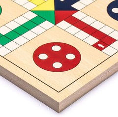 Classic 2-in-1 Wooden Snakes and Ladders & Ludo Game for Family Fun – 11.3 in