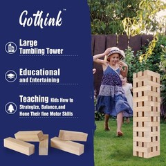 Giant Tumbling Tower Game 51pcs Wooden Blocks Stacking Up to 5.5 Feet – Fun