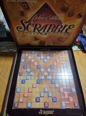 Scrabble Deluxe Edition 1999 Crossword Game Turntable Board Wood Tile Complete