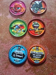 Lot Of 6 Rare Mega Tazos Pogs Mexico Metalix Metal Rikochet El Rey ( 21/2 in)