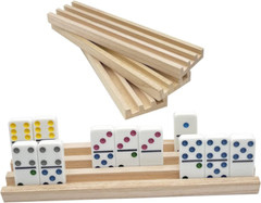Domino Racks for Mexican Train Dominoes – Wooden Domino Holders Set of 4