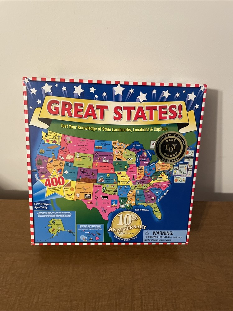 Great States Board Game: 400 Questions about US Geography–Play and Learn!