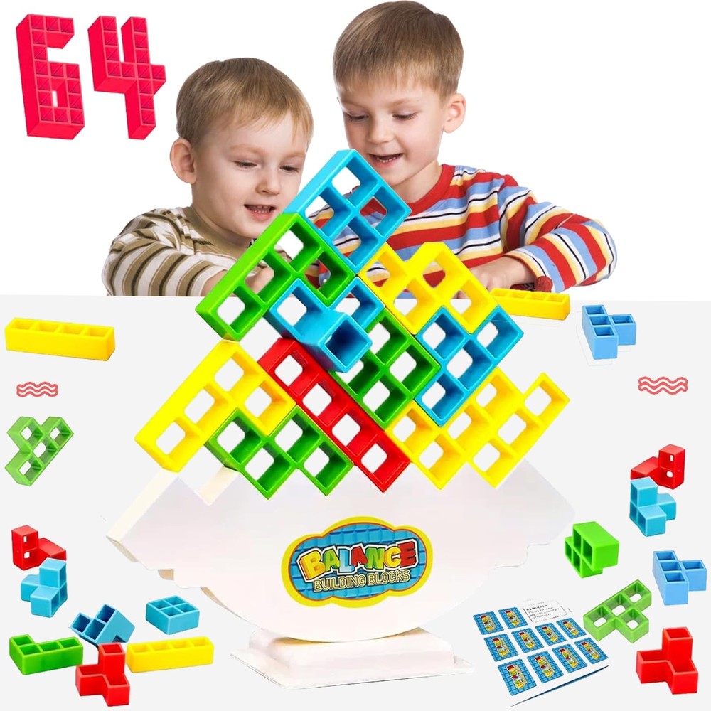 Tower Balance Game, Stacking Game 64pcs, Fun Stacking Game Puzzle Building Game…