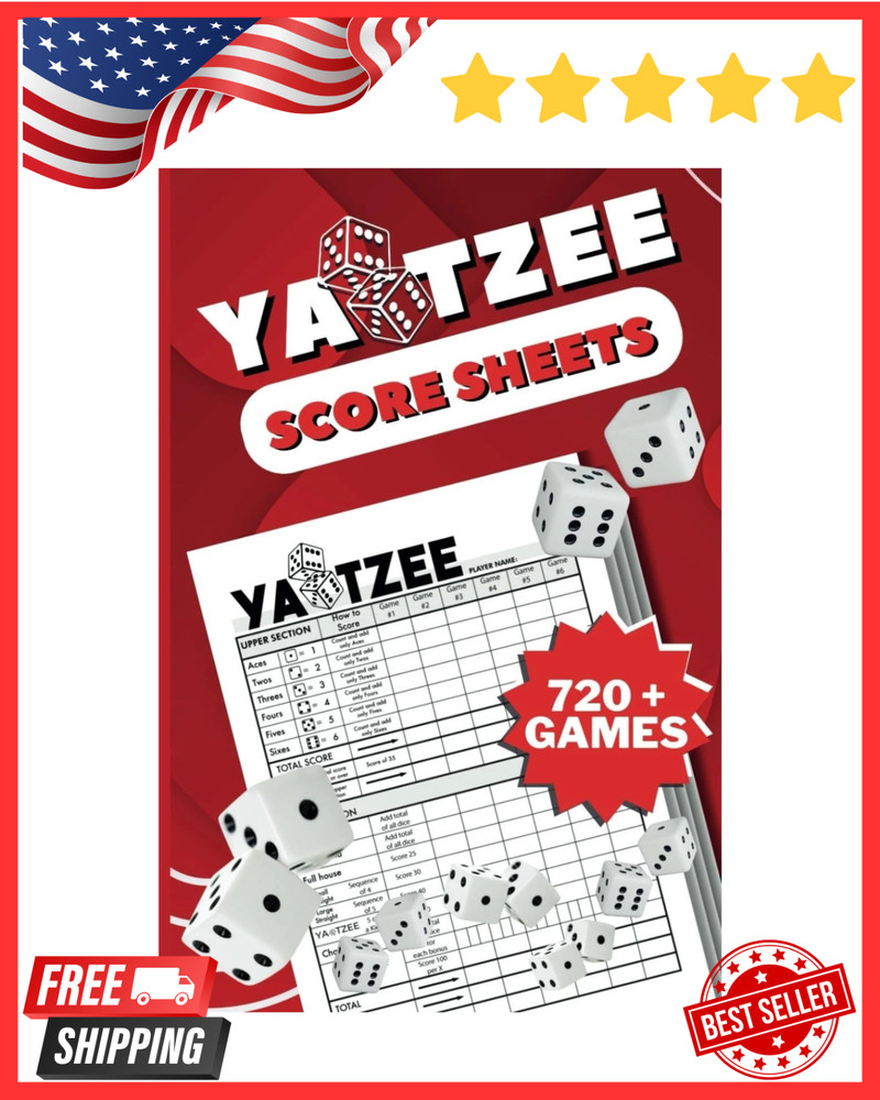 Score Pads for Yahtzee : Large Print 6X9 Yahtzee Score Sheets 720+ Games for Sco