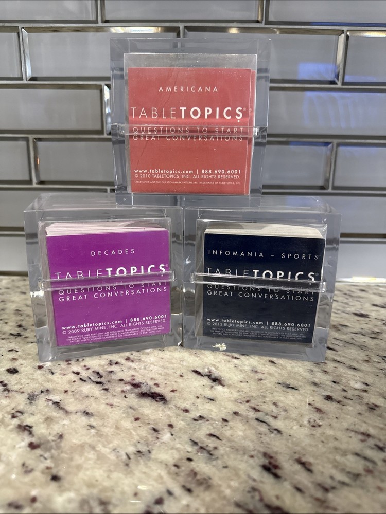 TableTopics Dinner Party Decades Americana Infomania Sports Convo Decks Lot 3