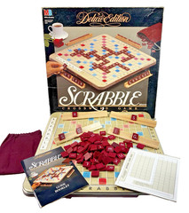 Scrabble Deluxe Edition Vintage 1989 Milton Bradley Board Game Complete