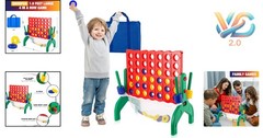 1.9 Feet Giant 4-In-A-Row Game Set for Kids & Adults Outdoor Indoor Yard Fami…