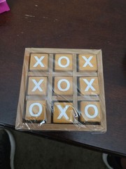 10 Piece Premium Solid Wooden Tic Tac Toe Board Game – New