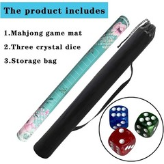 Mahjong Table Mat Set Non-Slip Durable Playmat Game Rules Floral Design New