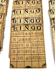Vintage Qty 33 BINGO Hand Made Custom Cardboard Heavy Stock Cards UNIQUE!