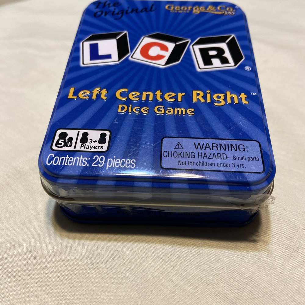 The Original LCR Left Center Right Dice Game Blue Tin George & Company SEALED