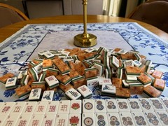 mahjong tile set american new wood grain brown