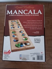 Mancala Board Game – Solid Wood Folding w/ 48 Multicolored Stones