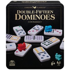 Double 15 Dominoes Set in Storage Tin | Family Board Game for 2-6 Players