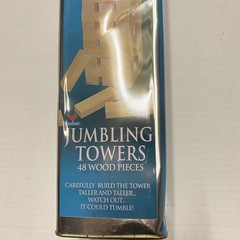 Tumbling Tower by Cardinal 48 Stacking Wood Pieces Metal Tin Used 5 & Up 1999