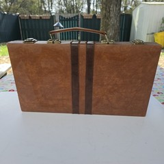 VTG Rummikub Tile Game in Brown Faux Leather Briefcase Missing 1 Tile